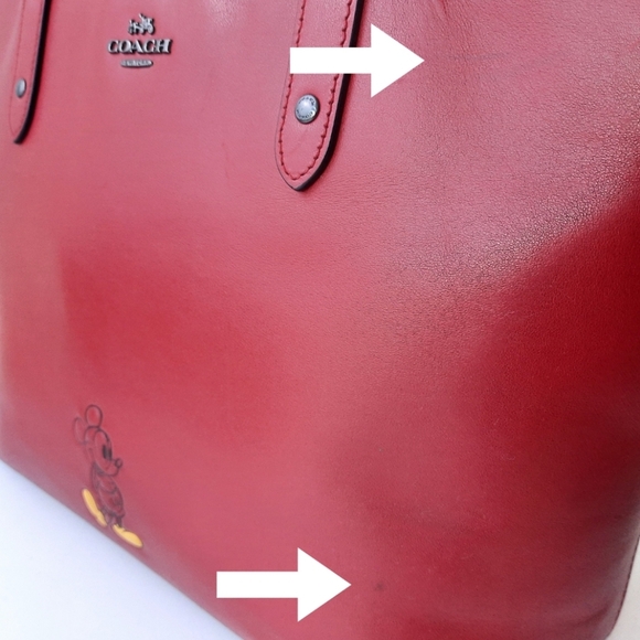 Ltd Ed DISNEY X COACH Mickey Mouse Dark Red Leather Tote Tag Shoulder Bag - Picture 5 of 16